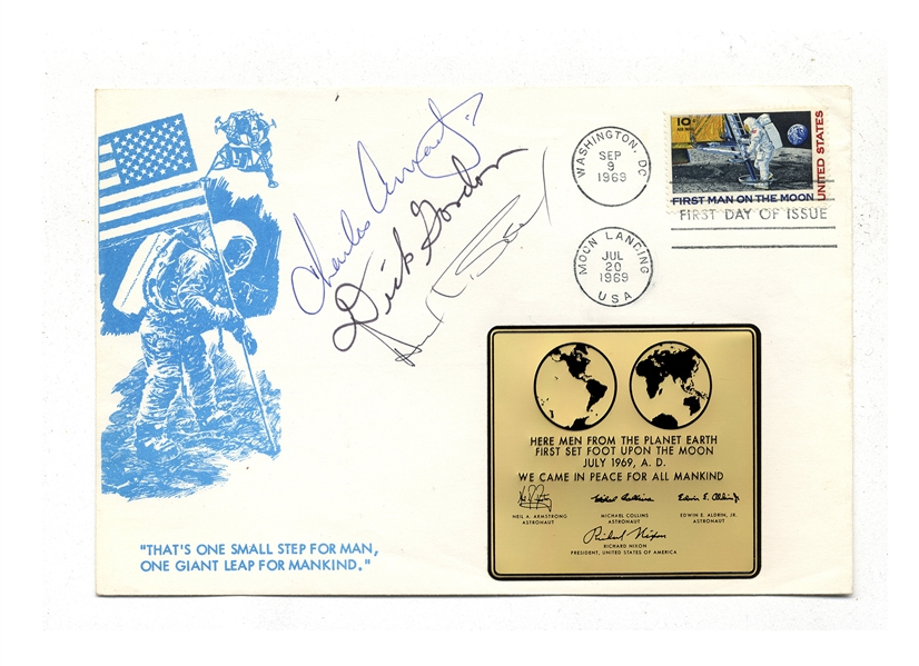 Apollo 12 Crew-Signed Envelope -- Signed by Charles Conrad, Alan Bean and Richard Gordon