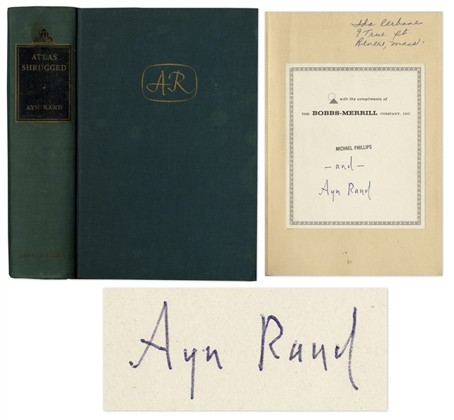 Ayn Rand Signed First Edition of ''Atlas Shrugged''