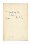 Ayn Rand Signed First Edition of ''The Fountainhead''