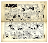 Chic Young Hand-Drawn Blondie Sunday Comic Strip From 1956 -- Dagwood Appreciates Blondies Baking