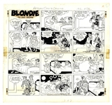 Chic Young Hand-Drawn Blondie Sunday Comic Strip From 1969 -- In This Clever Strip, Best Friends Dagwood & Herb Fight and Apologize, Only to Fight and Apologize All Over Again