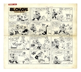 Chic Young Hand-Drawn Blondie Sunday Comic Strip From 1973 -- Dagwood Gets an Unnecessary Physical