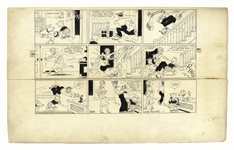 Chic Young Hand-Drawn Blondie Sunday Comic Strip From 1936 -- Baby Dumpling Wreaks Havoc