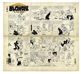 Chic Young Hand-Drawn Blondie Sunday Comic Strip From 1952 -- Mr. Dithers Has Marital Problems
