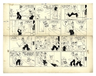 Chic Young Hand-Drawn Blondie Sunday Comic Strip From 1942 -- Dagwood Breaks a Window & Tries to Dodge the Police