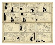 Chic Young Hand-Drawn Blondie Sunday Comic Strip From 1938 -- Dagwood Tries to Trick Blondie