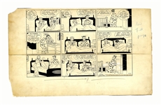 Chic Young Hand-Drawn Blondie Sunday Comic Strip From 1935 -- Blondie Throws Dagwood Out of Their Bed