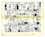 Chic Young Hand-Drawn Blondie Sunday Comic Strip From 1940 -- Its a Battle of the Sexes