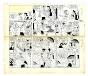 Chic Young Hand-Drawn Blondie Sunday Comic Strip From 1946 -- Dagwood Buys Perfume for Blondie