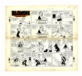 Chic Young Hand-Drawn Blondie Sunday Comic Strip From 1956 -- Blondie Causes Havoc Over the Phone