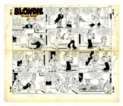 Chic Young Hand-Drawn Blondie Sunday Comic Strip From 1948 -- Dagwood Gets Caught Red-Handed