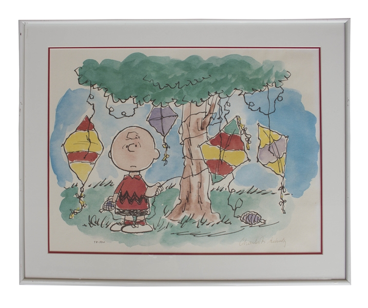 Charles Schulz ''Peanuts'' Limited Edition Lithograph -- Charlie Brown Gets His Kite Stuck in a Tree