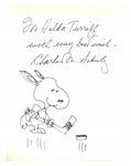 Charles Schulz Signed Drawing of Snoopy Playing Hockey