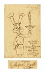 Chuck Jones Signed Drawing of Bugs Bunny -- Measures 11.5 x 17