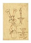 Chuck Jones Signed Drawing of Bugs Bunny -- Measures 11.5'' x 17''