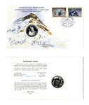 Sir Edmund Hillary & Tenzing Norgay Signed First Day Cover -- With Limited Edition Coin Marking the 25th Anniversary of Everests First Ascent