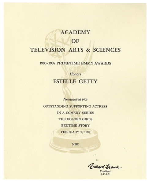 Estelle Getty Emmy Nomination for ''The Golden Girls''