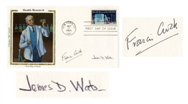 DNA Scientists Francis Crick and James Watson Signed First Day Cover Honoring Health Research