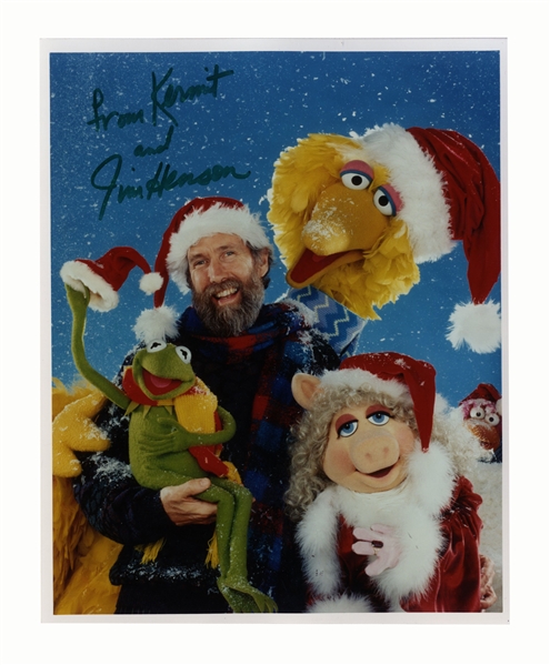 Jim Henson 8'' x 10'' Signed Photo ''From Kermit'' With His Muppets at Christmas