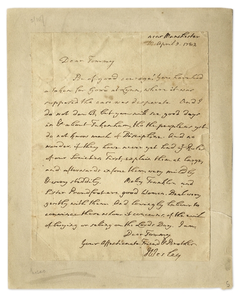 John Wesley Autograph Letter Signed -- The Methodist Founder Gives Advice to a Missionary: ''...lovingly...convince those whom it concerns, of the evil of buying or selling on the Lord's Day...''