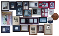 Large Autograph Lot of Literary, Entertainment, Political and Sports Stars -- Pablo Casals, H.L. Mencken, Earl Warren, Booker T. Washington, Marlene Dietrich, Gordie Howe, Noel Coward, Etc.