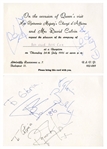 Queen Signed Invitation for a Party at the British Embassy in Budapest During Their 1986 Concert Tour -- Twice-Signed by Freddie Mercury -- With Roger Epperson COA