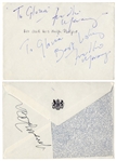 Queen Signed Invitation for a Party at the British Embassy in Budapest During Their 1986 Concert Tour -- Twice-Signed by Freddie Mercury -- With Roger Epperson COA