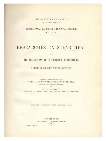 First 1884 Edition of the Mt. Whitney Expedition Report -- Gifted by J.D. Whitney, for Whom Mt. Whitney Is Named