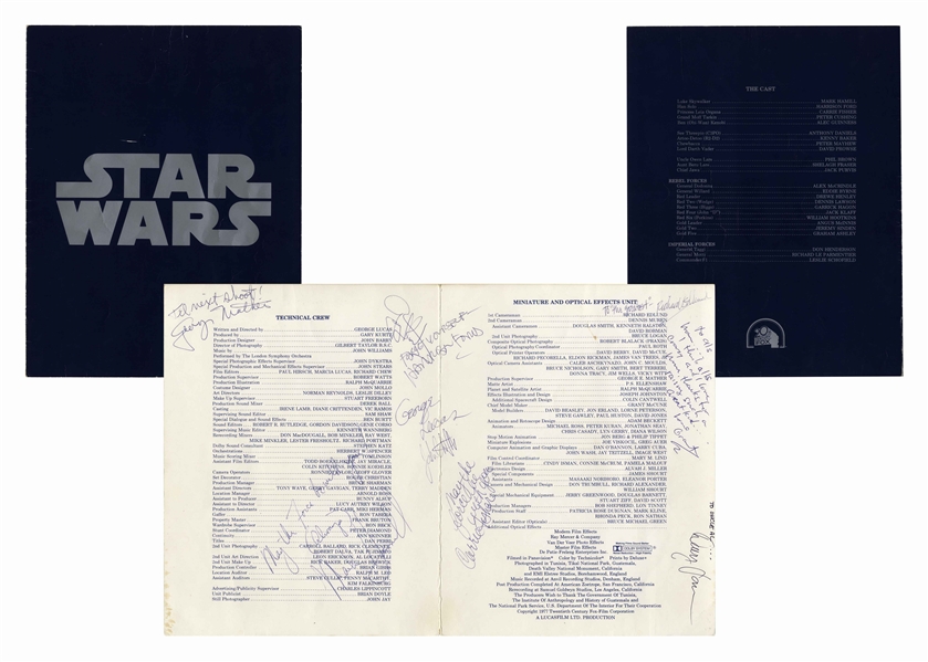 ''Star Wars'' Cast Signed Program From 1977 -- Signed by George Lucas, Carrie Fisher, Mark Hamill & Harrison Ford at the Crew Screening