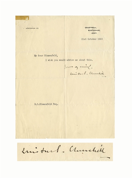 Winston Churchill Letter Signed With a Pointed Request