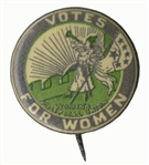 Womens Suffrage Button, Circa 1912 -- The Clarion Button With Six Stars Representing Californias Addition as a Suffrage State