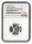 1968-D Double Struck Roosevelt Dime Error Coin -- Slabbed by NGC