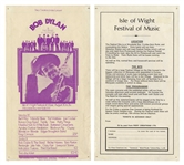 Bob Dylan 1969 Concert Handbill for the Isle of Wight Festival -- Dylans Comeback Show After 3 Years of Semi-Retirement
