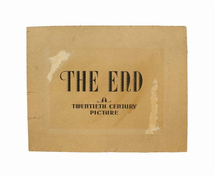 End Title Plate From Twentieth Century Pictures, the Early 1930s Incarnation of Twentieth Century Fox -- Perhaps the Only Title Plate Extant From the Studio