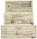 Three Oil Titan John Paul Getty Personally Signed Checks