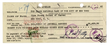 Three Oil Titan John Paul Getty Personally Signed Checks