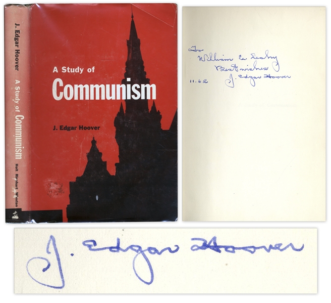 J. Edgar Hoover Signed ''A Study of Communism'' -- 1962