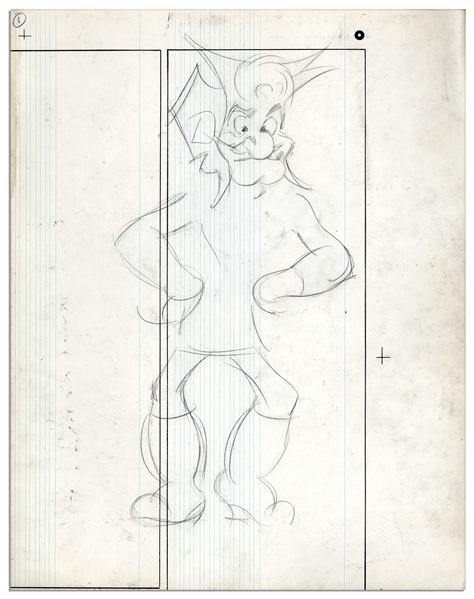 Al Capp Drawing of ''Li'l Abner'' Favorite Mammy Yokum -- Large Art Measures 11.5'' x 14.5''