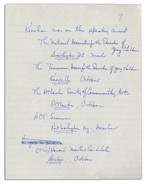 Handwritten Document Chronicling Bob Keeshan's Appearances Promoting ''Captain Kangaroo'' in 1974 -- From the Bob Keeshan Estate