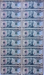 2006 Uncut Sheet of 16 $10 Federal Reserve Notes -- Near Fine -- With Original Tube From Bureau of Engraving & Printing