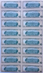 2006 Uncut Sheet of 16 $10 Federal Reserve Notes -- Near Fine -- With Original Tube From Bureau of Engraving & Printing