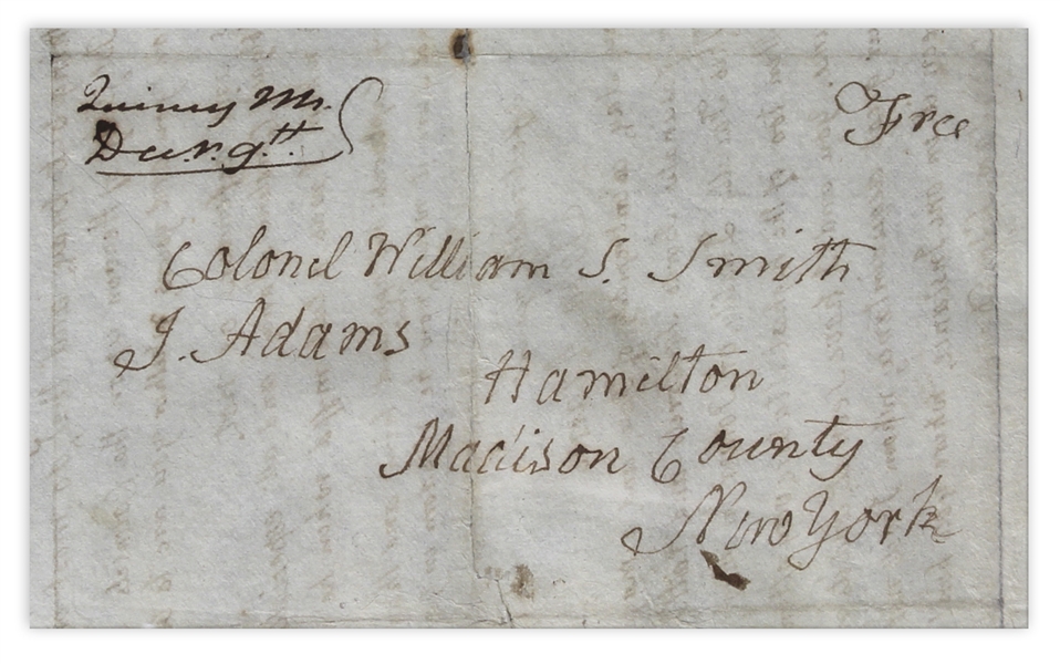 John Adams Autograph Letter Signed & Franking Signature During War of 1812: ''...It is of no other use to ruminate upon the faults, Errors & blunders of Washington in the revolutionary War...''