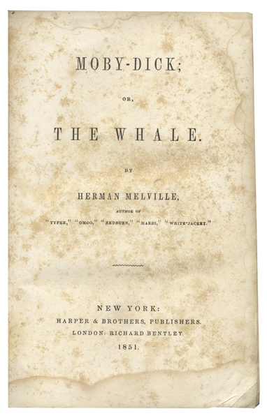 Herman Melville First U.S. Edition of the Classic ''Moby Dick'' -- In Original Binding