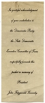 Lot of Items From the ''Texas Welcome Dinner'' That President John F. Kennedy Was to Attend the Night of His Assassination