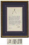 Fun Letter Signed by Al Hirschfeld on His Caricature of Leonard Bernstein Used for Fundraising: ...to further your efforts in extracting contemporary money from the coffers of the rich...