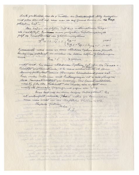 Albert Einstein Autograph Letter Signed on God & Unified Field Theory, With Mathematical Equations in His Hand Regarding the Theory -- ''...It is devilishly difficult to get closer to 'Him'...''