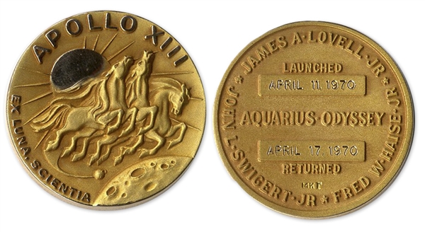 Jack Swigert's 14K Gold Robbins Medal Flown Aboard Apollo 13 -- One of Only 2 Given to Each Astronaut
