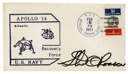 Stu Roosa Signed Apollo 14 FDC -- Postmarked 9 February 1971 from the USS Spiegel Grove