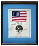 Exceptionally Scarce Apollo 11 Space-Flown U.S. Flag -- Affixed to a NASA Certificate Signed by Each of the Apollo 11 Crew Members: Neil Armstrong, Michael Collins & Buzz Aldrin
