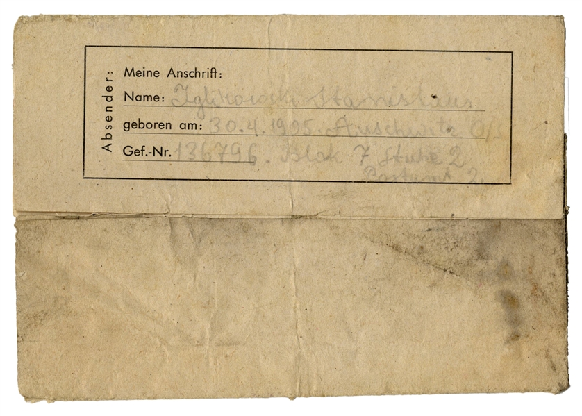 Auschwitz Concentration Camp Letter From 1944 -- ''...I do not need my wife's address. I only wanted to know where she is and what she and the children are doing...''